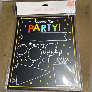 New Time to Party It’s My Birthday NWT Hanging Sign